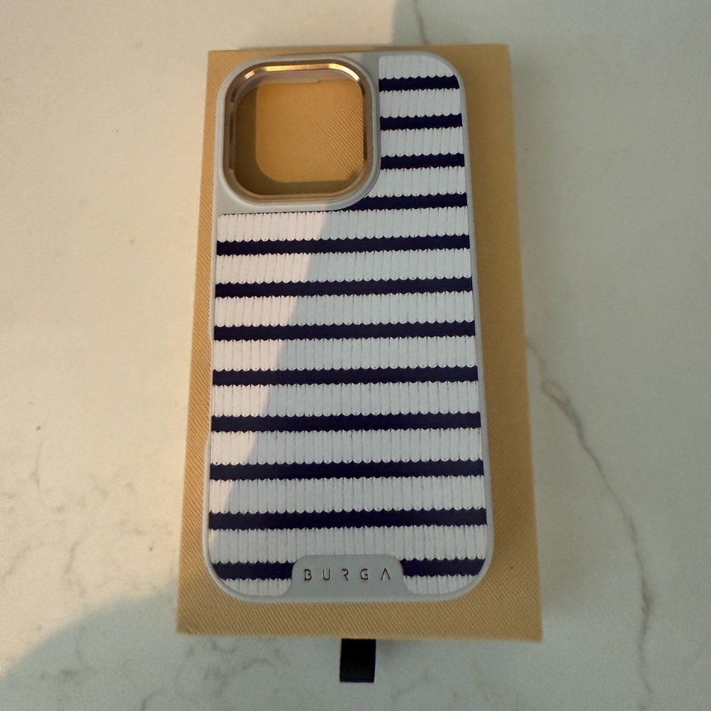 Navy and White Striped IPhone 16 pro Case